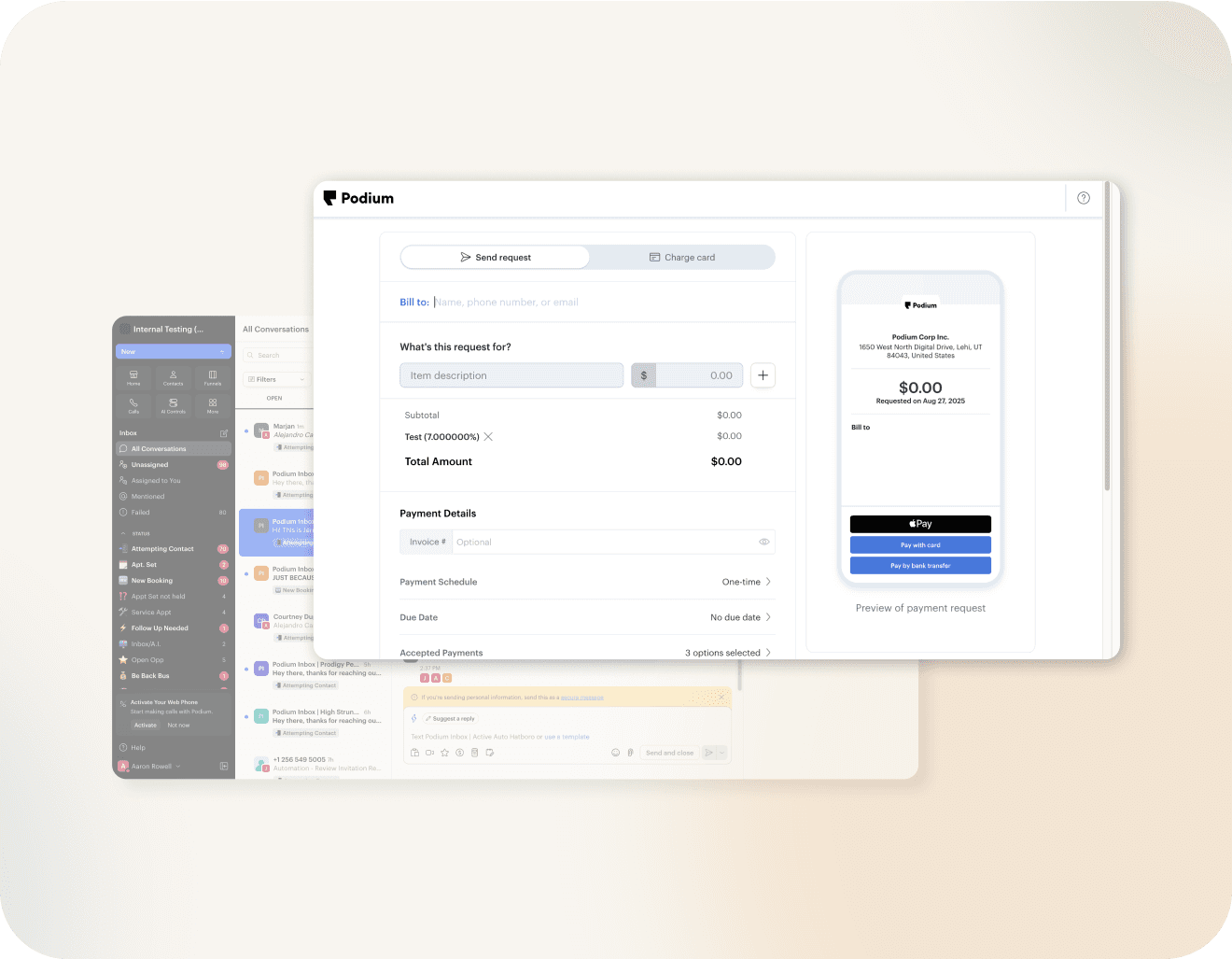 Podium payment window
